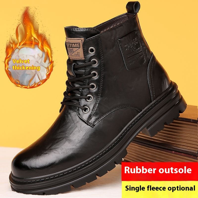 Bottes Martin Isolantes Mi-Mollet en Microfibre pour Hommes avec Doublure en Laine et Cachemire – Confort Hivernal