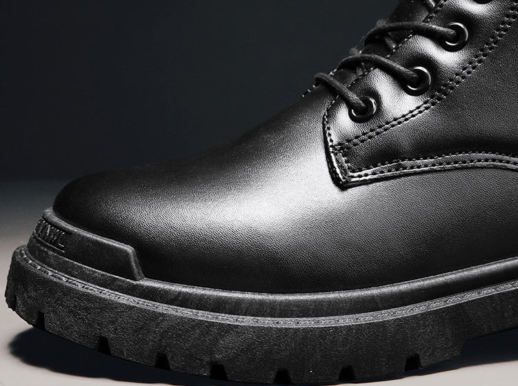 Bottes Martin Isolantes pour Hommes en PU avec Doublure en Polaire – Style Hiver à Lacets