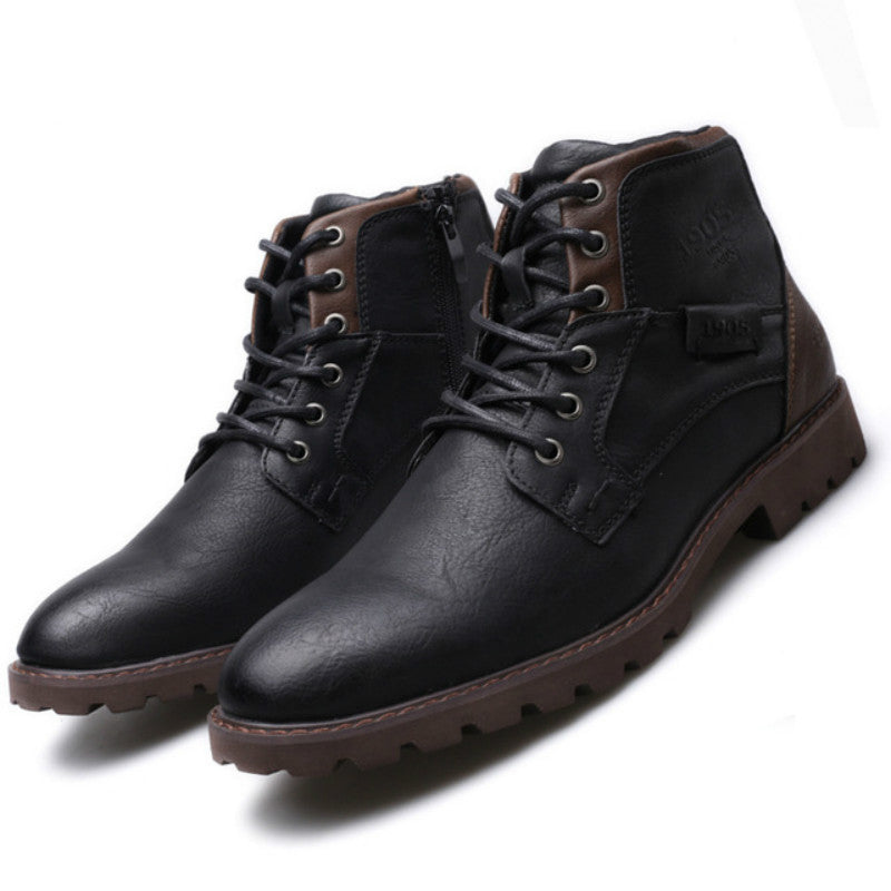 Bottes Martin en Cuir PU avec Doublure en Peluche – Confort et Style Hiver pour Hommes
