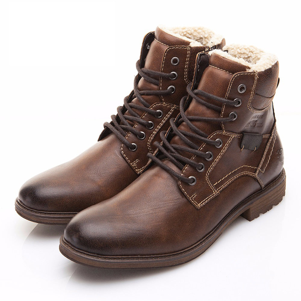 Bottes Martin en Cuir PU avec Doublure en Peluche – Confort et Style Hiver pour Hommes