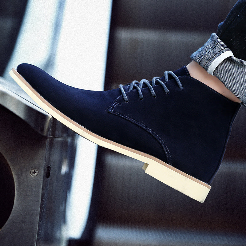 Bottes Martin pour Homme en Daim Inversé, Tige Haute et Bout Pointu, Confort Optimal pour Occasions Chics et Décontractées