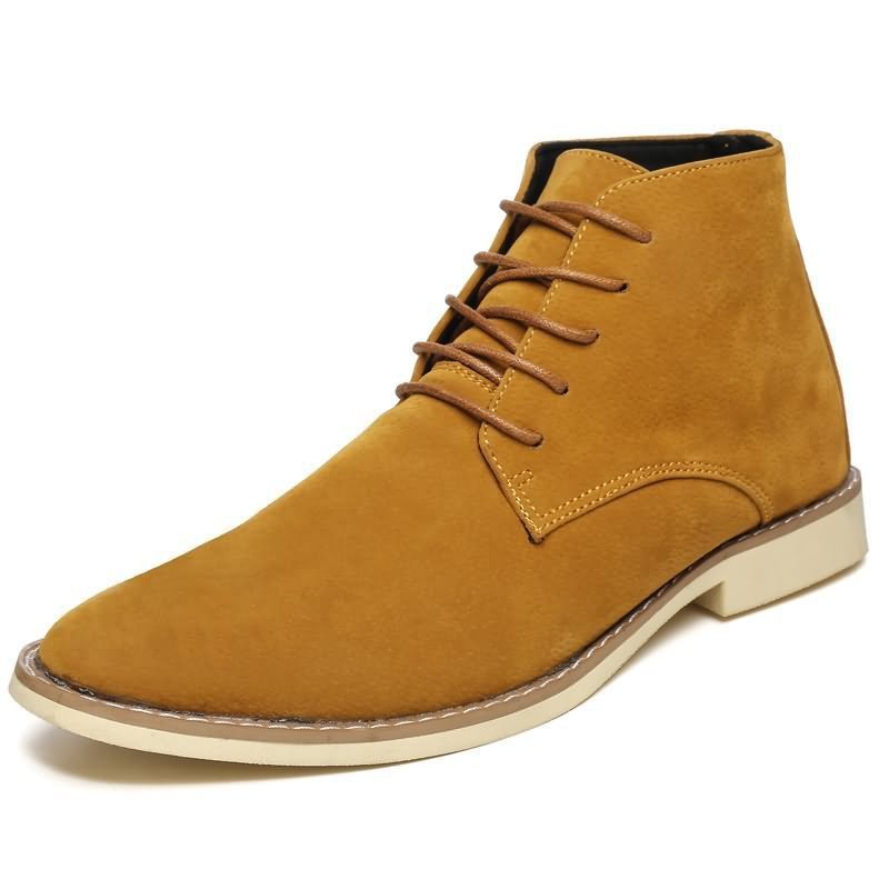 Bottes Martin pour Homme en Daim Inversé, Tige Haute et Bout Pointu, Confort Optimal pour Occasions Chics et Décontractées