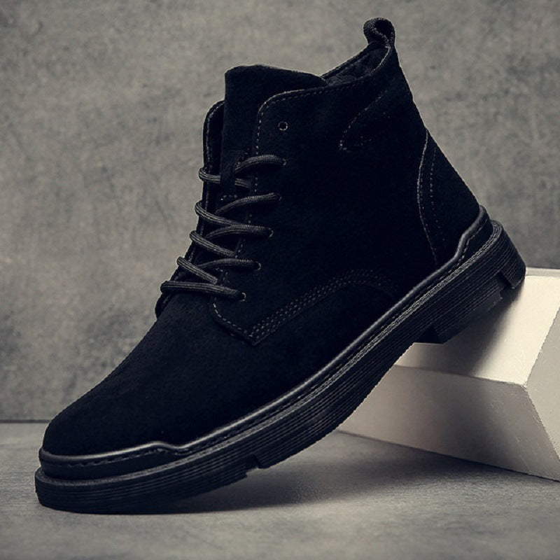 Bottes Montantes en PU pour Hommes - Confort, Semelle Antidérapante, Design à Lacets, Idéales pour l'Hiver