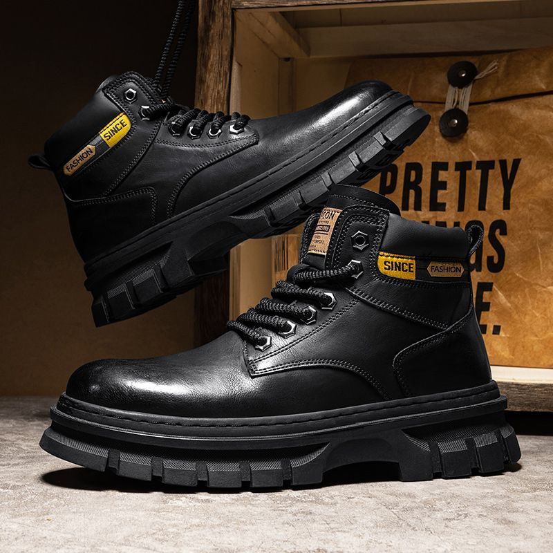 Bottes Montantes en PU pour Hommes avec Semelle Crantée – Confort et Style pour Automne et Hiver, Taille UE 39-44