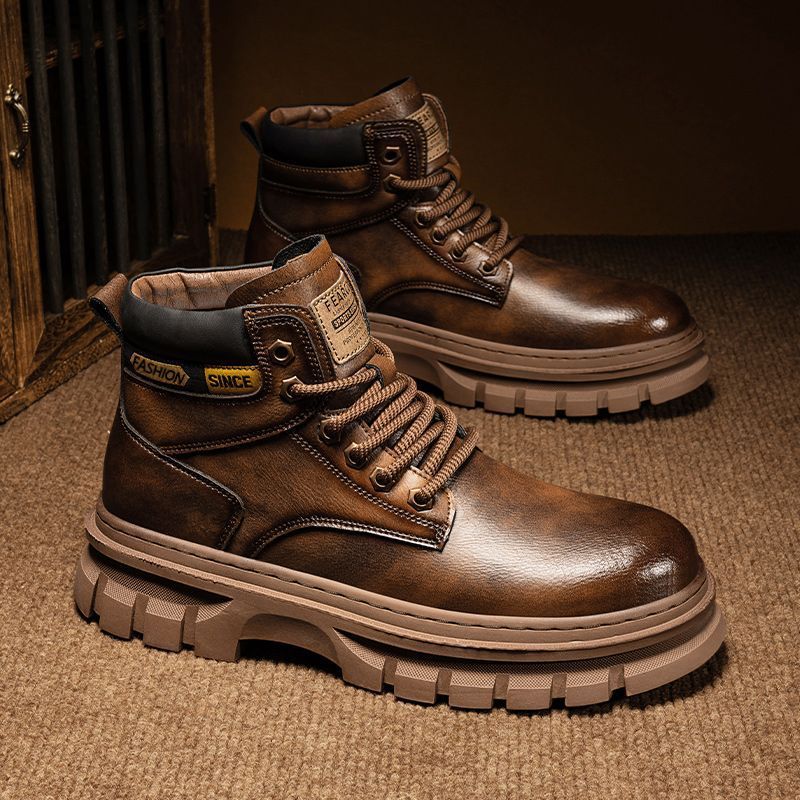 Bottes Montantes en PU pour Hommes avec Semelle Crantée – Confort et Style pour Automne et Hiver, Taille UE 39-44