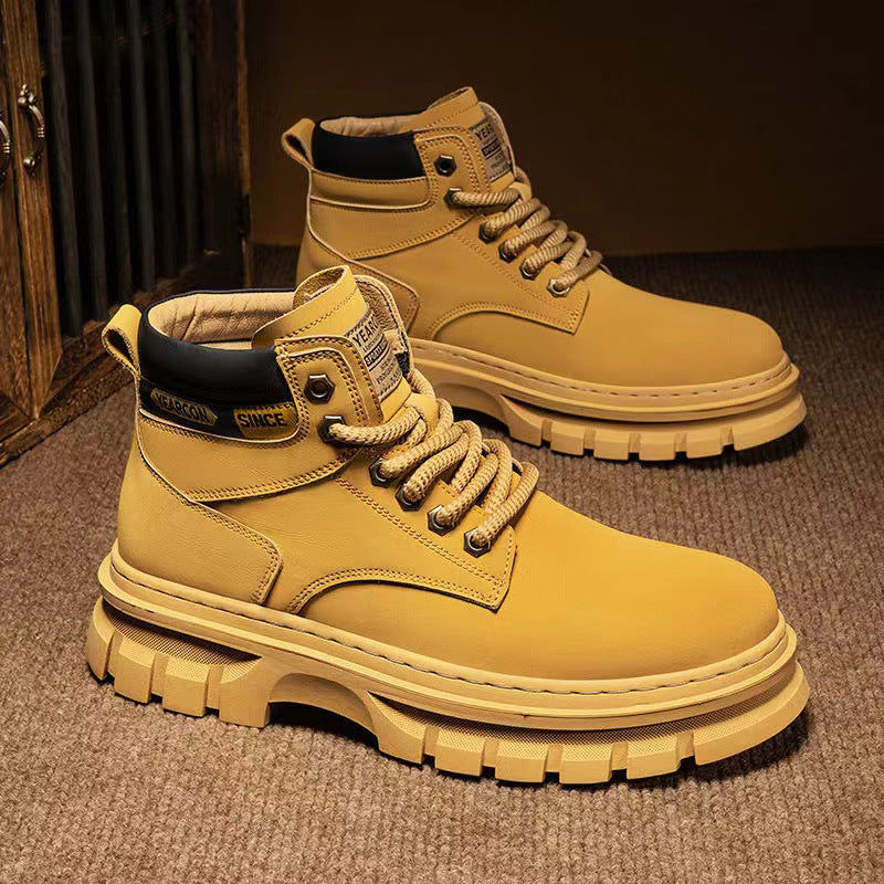 Bottes Montantes en PU pour Hommes avec Semelle Crantée – Confort et Style pour Automne et Hiver, Taille UE 39-44