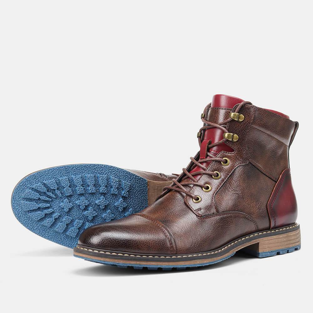 Bottes Oxford pour hommes en cuir synthétique respirant avec semelle antidérapante et fermeture éclair