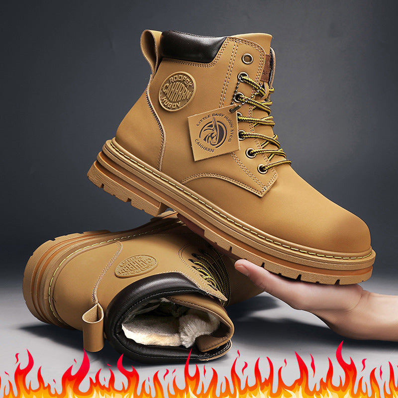 Bottes à Lacets Isolantes pour Hommes avec Doublure en Polaire et Semelle Crantée Antidérapante – Taille 39 à 45