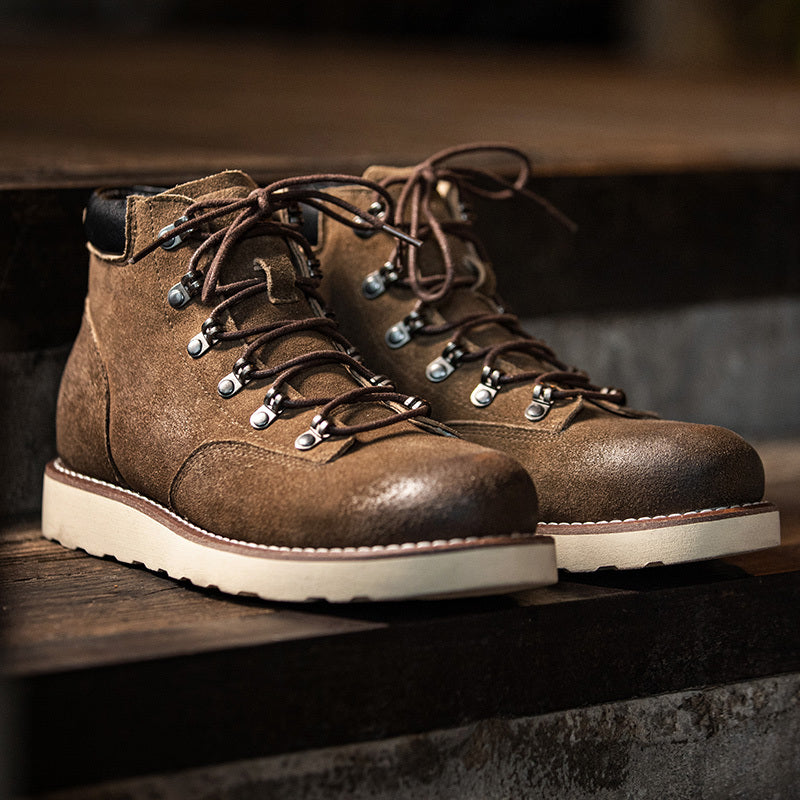 Bottes d'Alpinisme Montantes en Cuir de Veau pour Homme, Semelle en Caoutchouc, Confort et Style, Taille UE 38-44