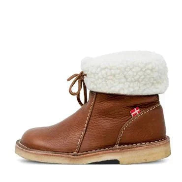 Bottes d'hiver en cuir pour femmes avec revers en fourrure et semelle en caoutchouc 0