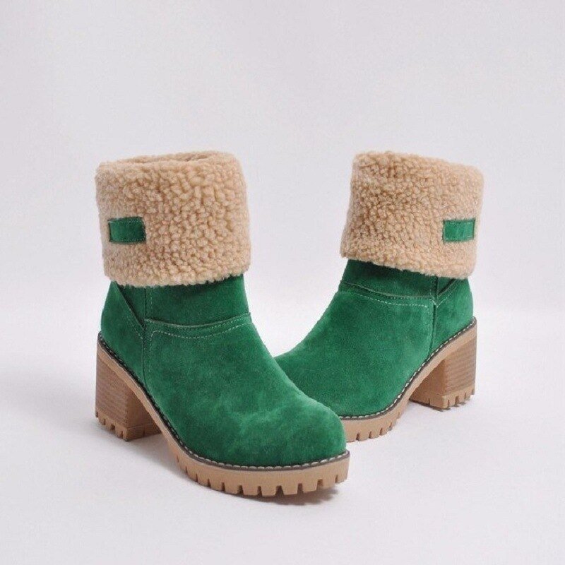 Bottes d'hiver mi-mollet pour femmes avec doublure en peluche et semelle crantée 0