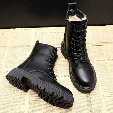 Bottes de Combat Femme Mi-Mollet avec Doublure en Fausse Fourrure et Semelle Antidérapante 3