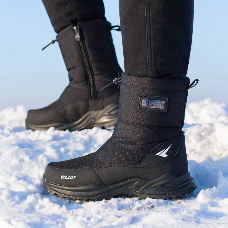 Bottes de Neige Imperméables pour Hommes avec Doublure en Peluche et Fermeture Éclair – Confort et Traction sur Neige
