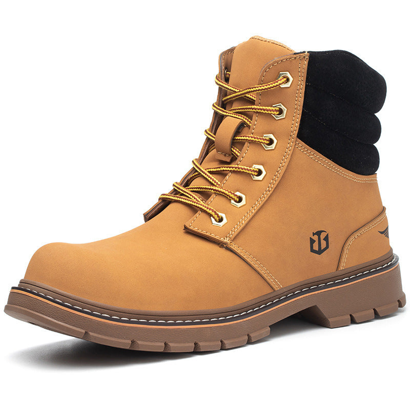 Bottes de Travail Antidérapantes en Cuir PU pour Hommes – Sécurité et Confort
