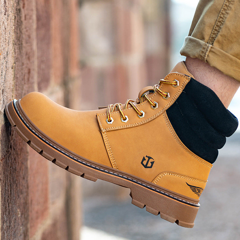 Bottes de Travail Antidérapantes en Cuir PU pour Hommes – Sécurité et Confort