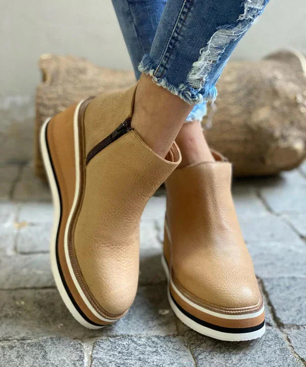 Elegant Women's Leather Boots with Medium Heel for Comfort and Style