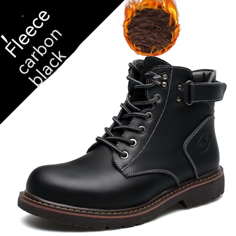 Bottes mi-hautes en PU pour hommes avec doublure en polaire – Idéales pour l'hiver