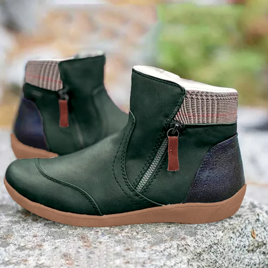 Bottines Femme Hiver en Simili Cuir avec Doublure en Fausse Fourrure et Zip 0
