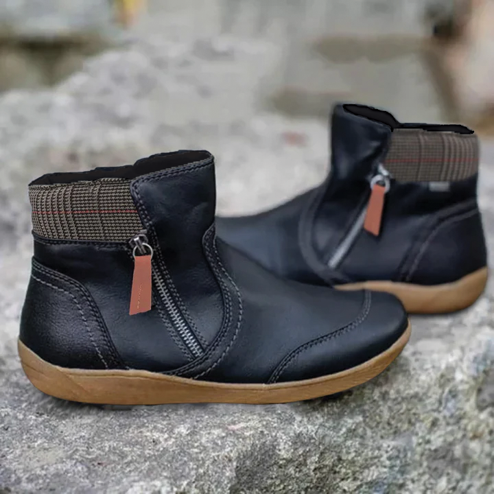 Bottines Femme Hiver en Simili Cuir avec Doublure en Fausse Fourrure et Zip 1