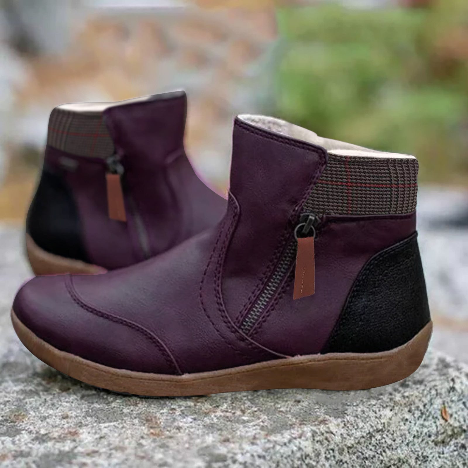 Bottines Femme Hiver en Simili Cuir avec Doublure en Fausse Fourrure et Zip 3