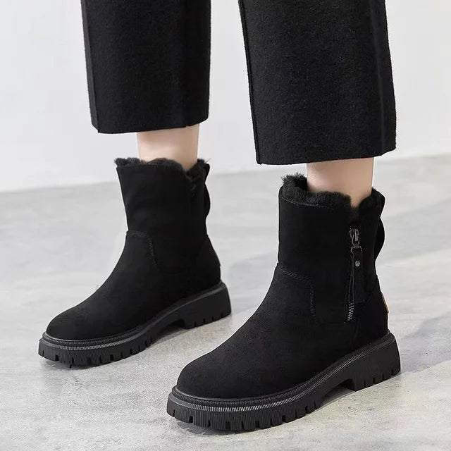 Bottines Femme en Faux Suède avec Doublure en Fausse Fourrure – Confort et Style Hiver 0