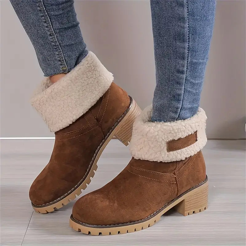 Bottines Fourrées Femme à Plateforme – Doublure en Polaire, Style Hivernal, Semelle Robuste, Bottines Noires Femme 4