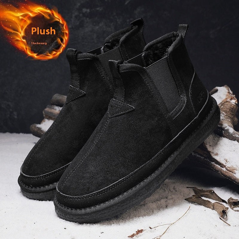 Bottines Hommes en PU Daim avec Doublure Polaire – Confort et Chaleur pour Hiver, Semelle PVC Antidérapante