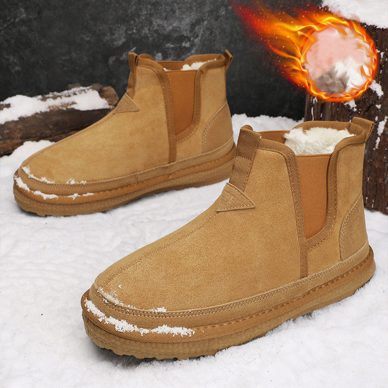 Bottines Hommes en PU Daim avec Doublure Polaire – Confort et Chaleur pour Hiver, Semelle PVC Antidérapante