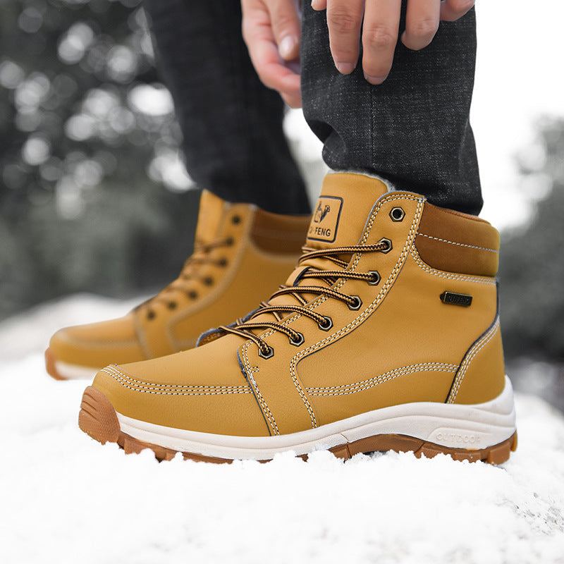 Bottines Isolantes en Cuir pour Homme avec Lacets – Confort, Traction et Col Rembourré pour Hiver