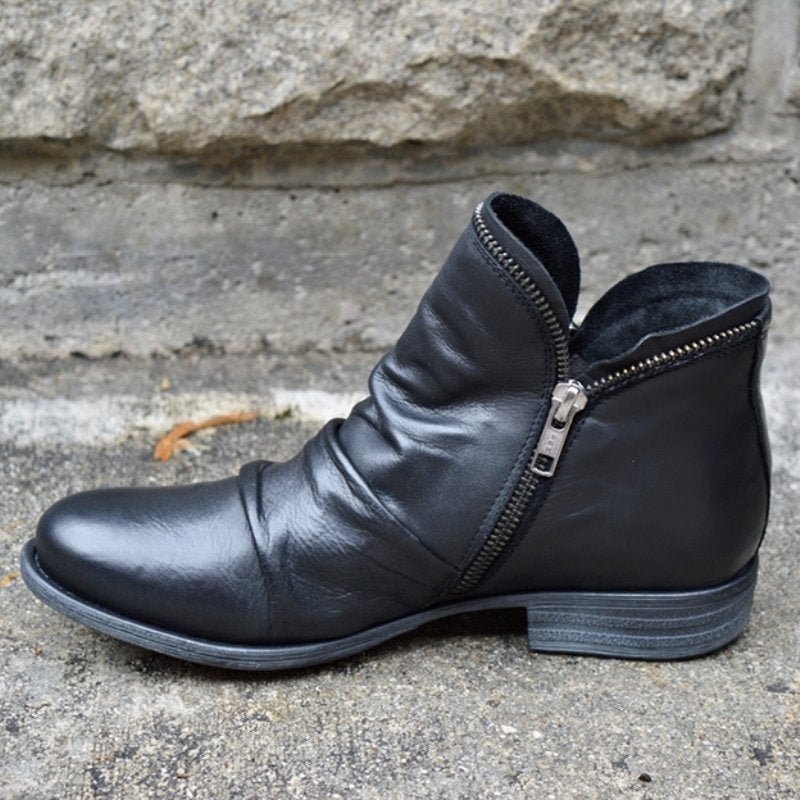 Bottines Noires Femme en Similicuir avec Fermeture Éclair – Confort et Style pour l'Automne 1