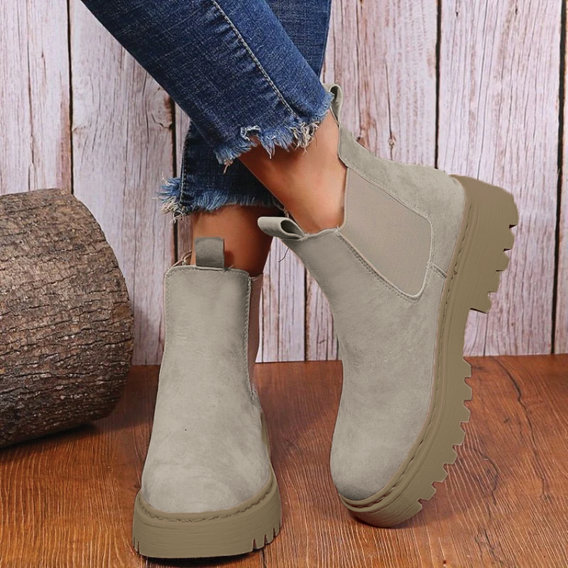 Bottines à enfiler pour femmes en faux suède avec semelle épaisse – Confort et style pour l'hiver 1