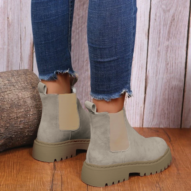 Bottines à enfiler pour femmes en faux suède avec semelle épaisse – Confort et style pour l'hiver 3