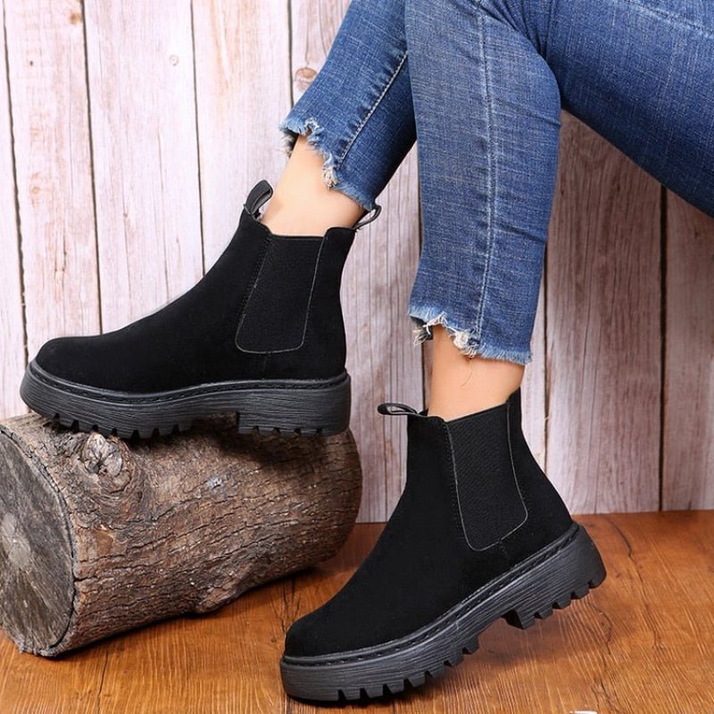 Bottines à enfiler pour femmes en faux suède avec semelle épaisse – Confort et style pour l'hiver 5