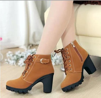 Bottines à lacets en faux suède pour femmes - Talon bloc de 8,5 cm, Semelle crantée 2