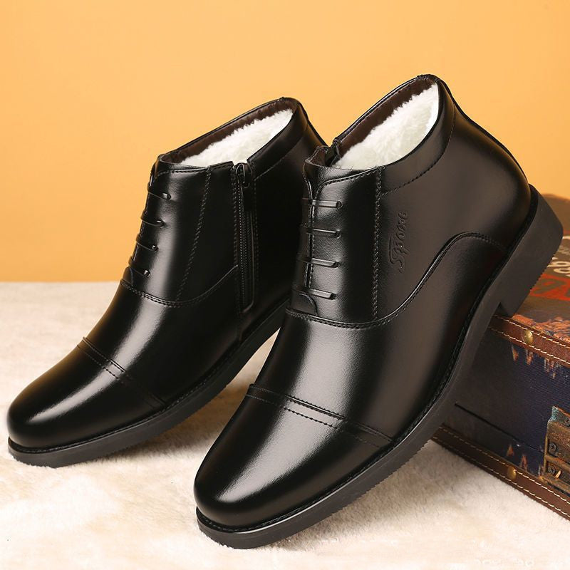 Bottines d'Hiver Confortables pour Hommes en PU avec Doublure en Polaire