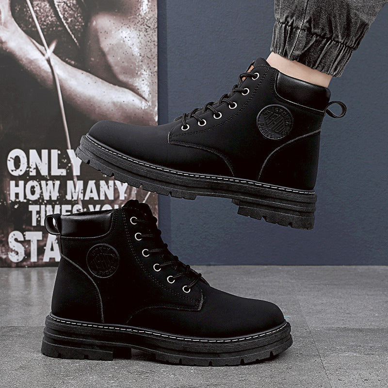 Bottines en Cuir pour Hommes - Talon Moyen, Lacets, Résistantes aux Intempéries, Style Urbain Hiver, Taille UE 39-44