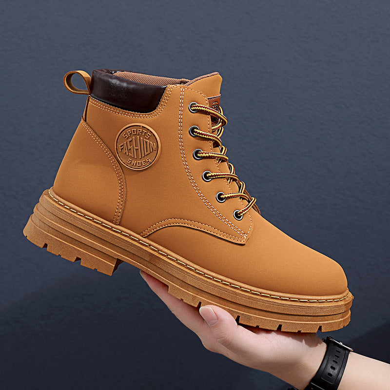 Bottines en Cuir pour Hommes - Talon Moyen, Lacets, Résistantes aux Intempéries, Style Urbain Hiver, Taille UE 39-44