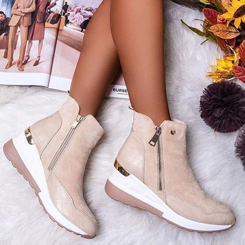 Bottines imperméables pour femmes avec talon compensé en daim - Confort et style 2