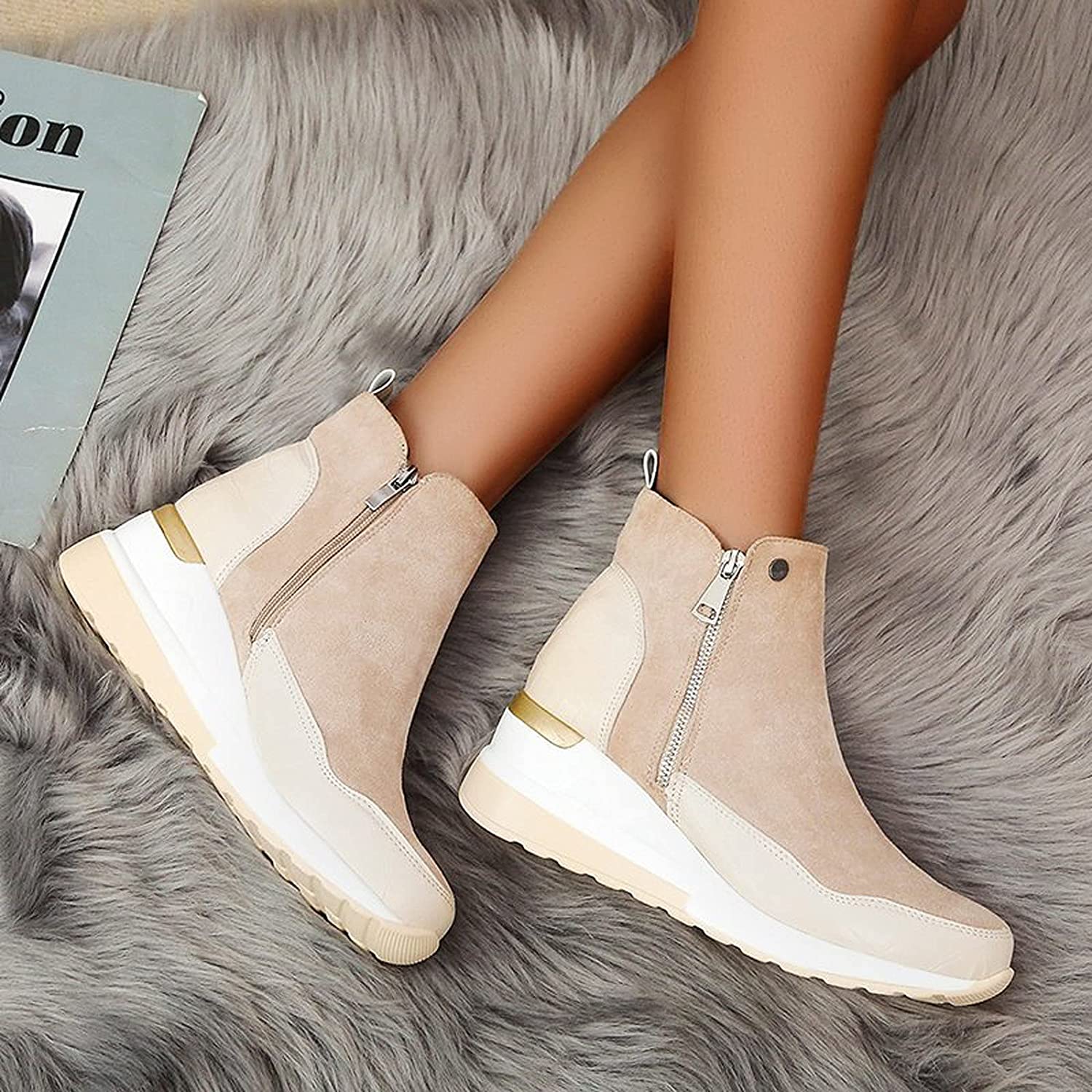 Bottines imperméables pour femmes avec talon compensé en daim - Confort et style 3