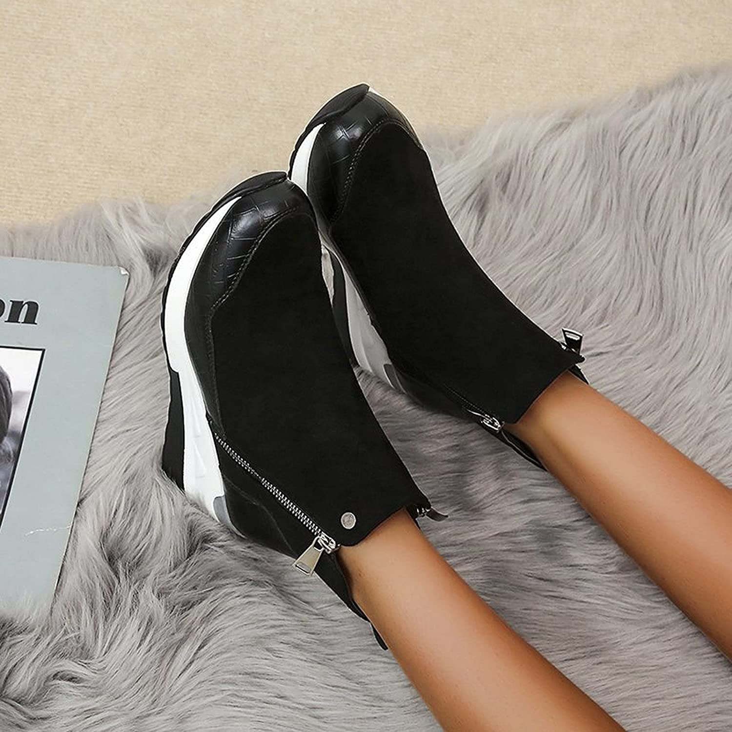 Bottines imperméables pour femmes avec talon compensé en daim - Confort et style 6