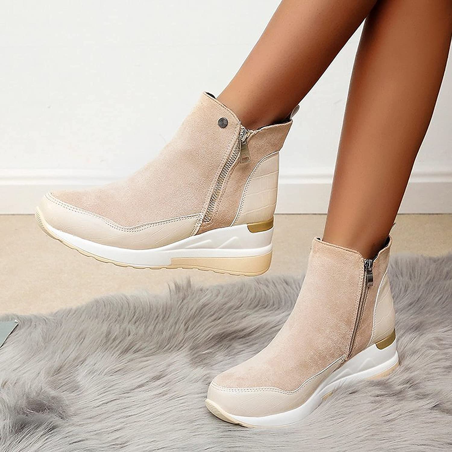 Bottines imperméables pour femmes avec talon compensé en daim - Confort et style 9