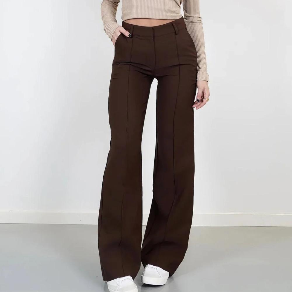 Pantalon Fluide Femme Taille Mi-Haute Élégant en Tissu Léger – Confort et Style pour Toutes Occasions