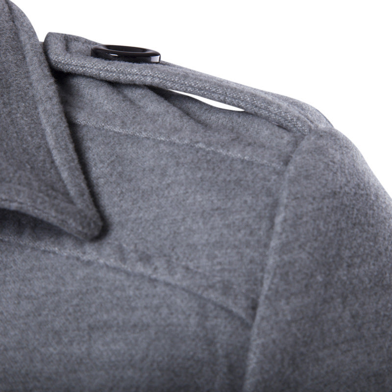 Caban Men’s Double-Breasted Polyester Wool-Touch – Elegant Winter Coat