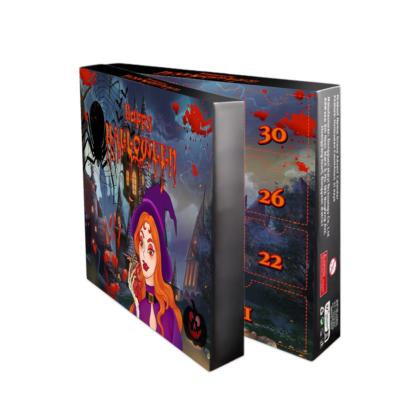 Calendrier de Compte à Rebours Halloween 31 Jours pour Enfants – Jouet Éducatif en Caoutchouc, 10,5 x 26 cm