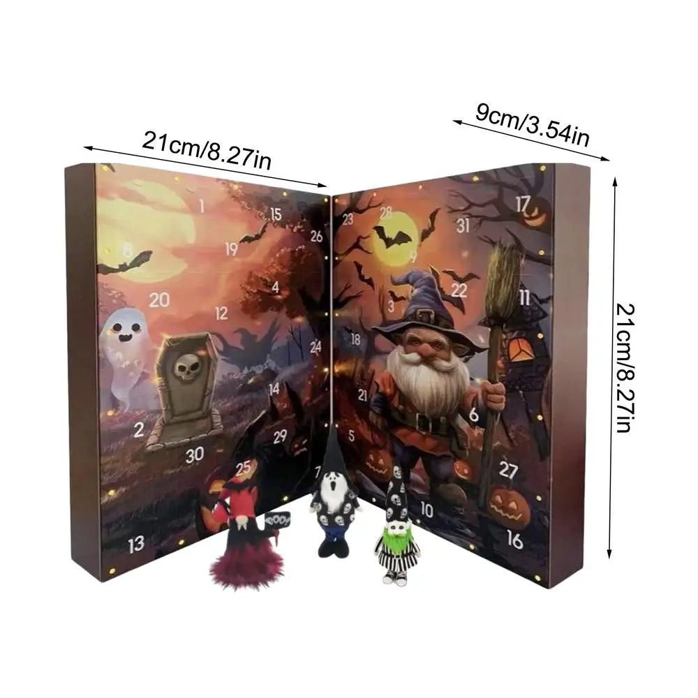 Calendrier de Compte à Rebours Halloween Gnome 24 Jours en Tissu Non Tissé avec Décorations Festives