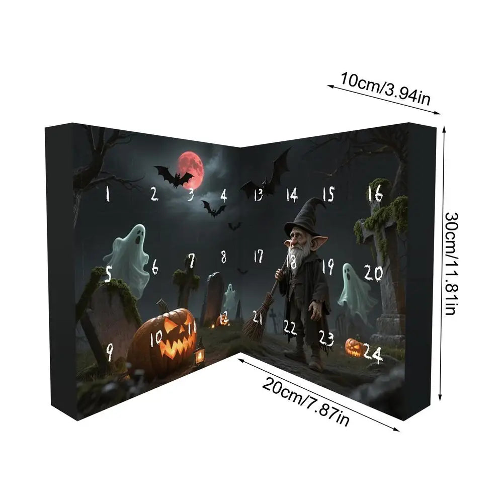 Calendrier de Compte à Rebours Halloween Gnome 24 Jours en Tissu Non Tissé avec Décorations Festives