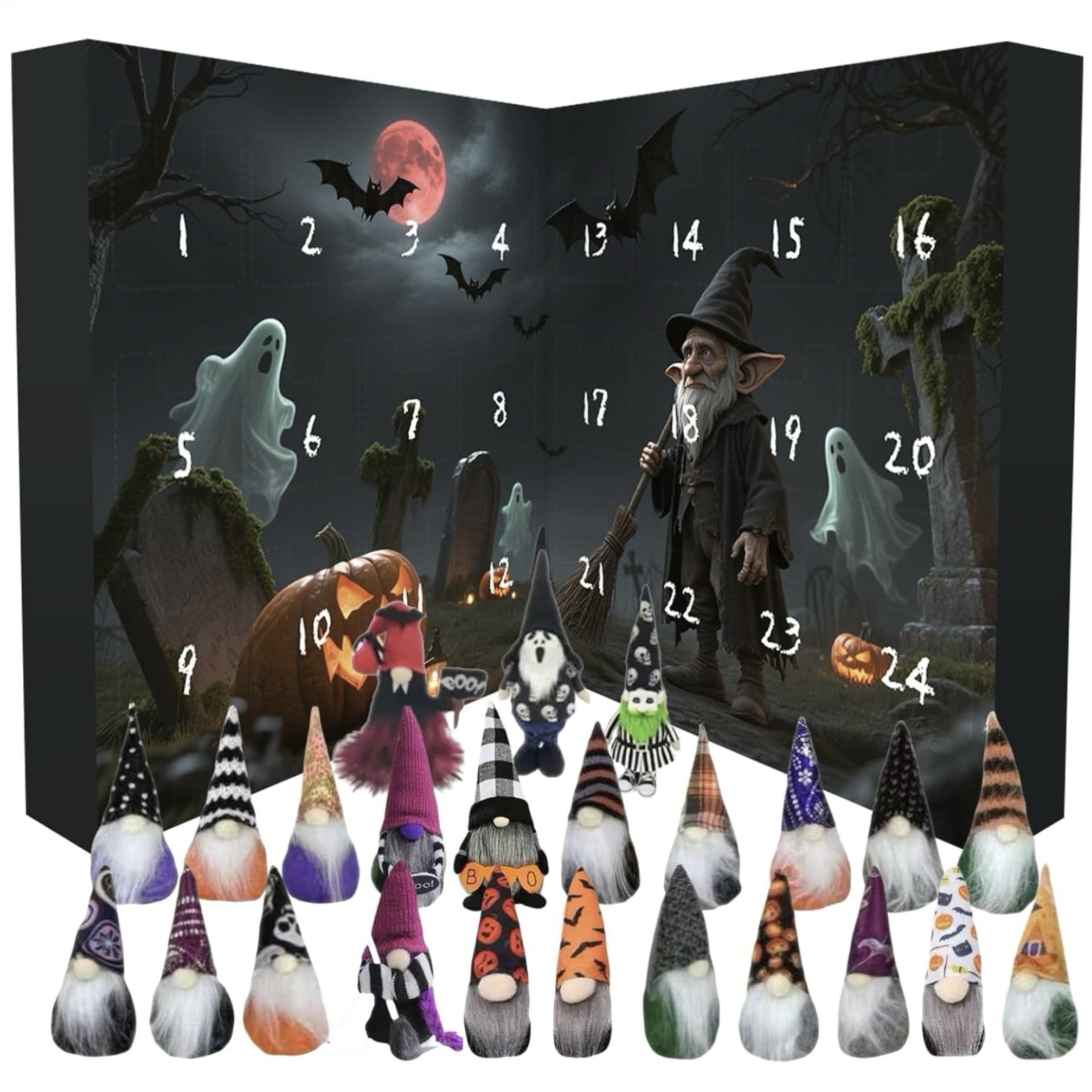 Calendrier de Compte à Rebours Halloween avec Gnomes Surprise – Décoration Halloween Maison Fun et Festive