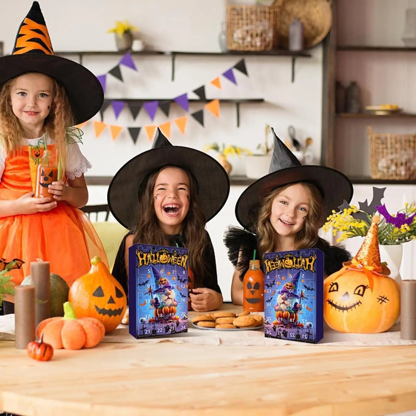Calendrier de Compte à Rebours d'Halloween avec 24 Figurines Gnome – Décoration Halloween Festive pour Maison