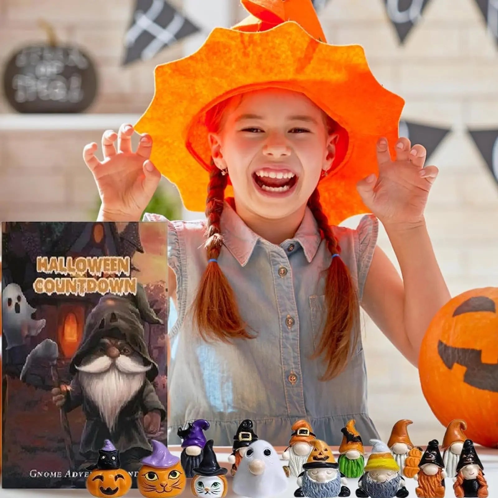 Calendrier de Compte à Rebours d'Halloween avec 24 Figurines Gnome – Décoration Halloween Festive pour Maison