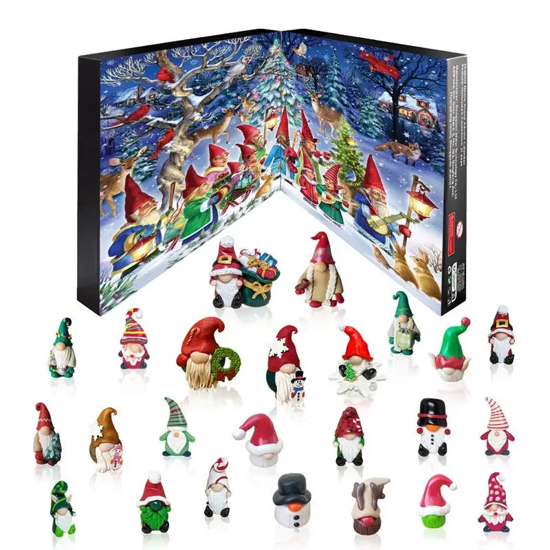Calendrier de l'Avent 24 Jours avec Ornements de Gnome – Décoration de Noël Ludique en Tissu Non Tissé, Multicolore